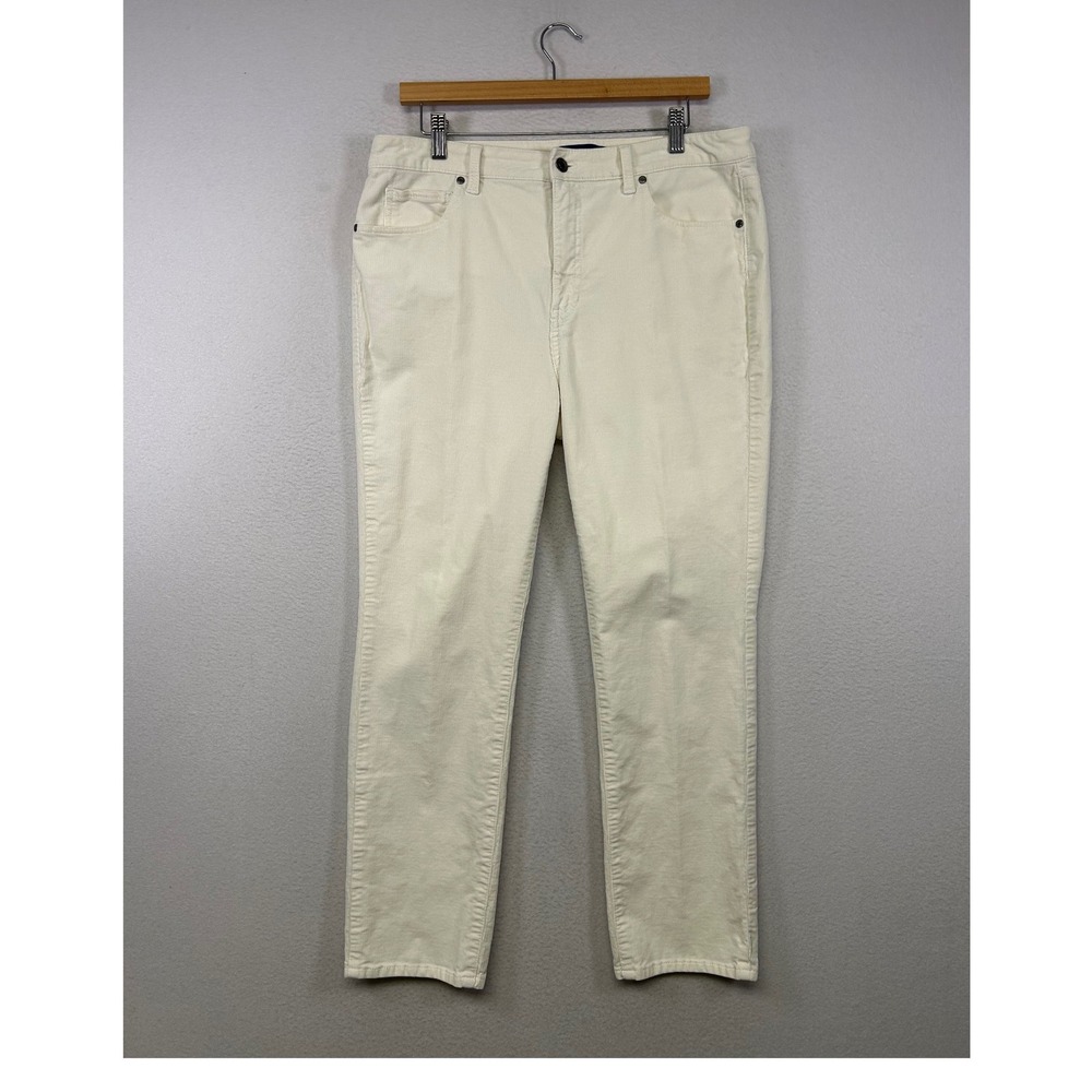 Coastal Grandma Talbots Womens 12P Cream High Waist Straight Leg Corduroy Pants